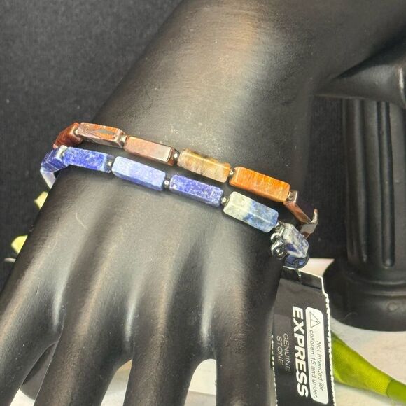 Express Stretch Brown Marbled Genuine Stone Bracelet - Picture 6 of 11